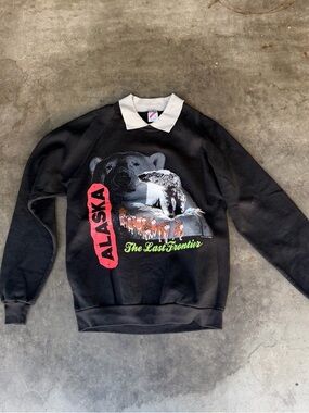 Vintage A.C.E. 1980 Alaska Last Frontier Sweatshirt Collared CrewNeck Men’s M